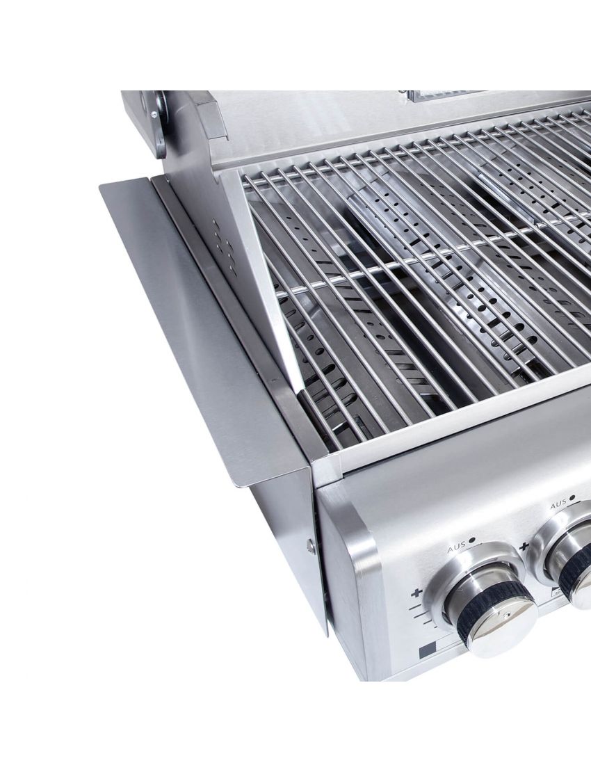ALLGRILL Chef L Black 100729, vestavný plynový gril 17,5 kW, 4+1 hořák, zadní infra, Airsystem - nerez, černé víko