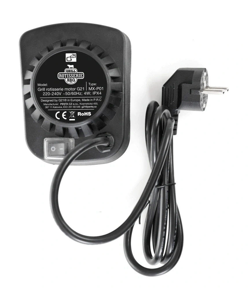 G21 63903121 Grilovací jehla s motorkem pro gril Michigan – 230 V, nerezová ocel