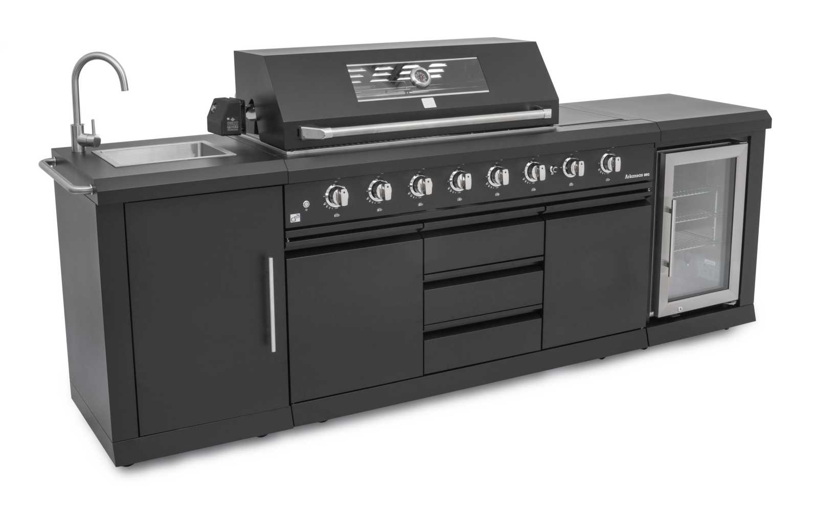 G21 Zahradní kuchyně Arkansas Black, 8 hořáků, s lednicí + obal, 63903130