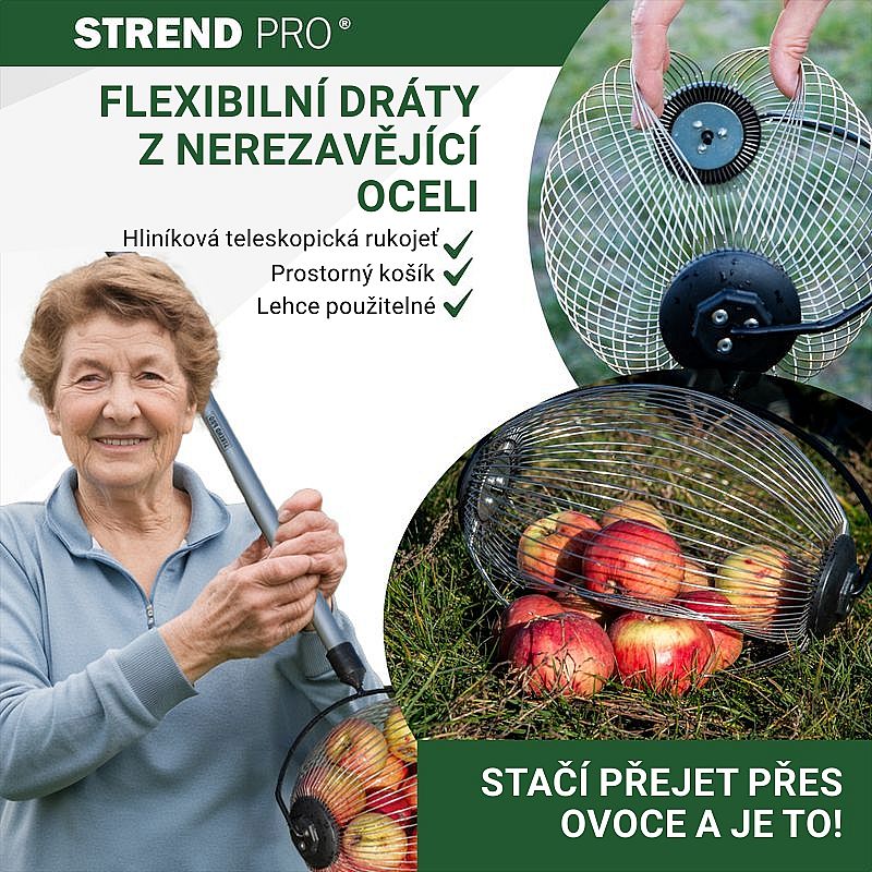 Strend Pro OD-50206 sběrač na ořechy a ovoce s teleskopickou ALU násadou 80-120 cm, 211970