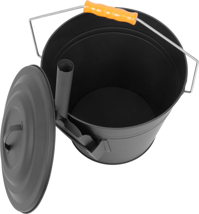 Strend Pro kovová nádoba na popel s víkem a lopatkou (12 l), kbelík 30x25cm, 2211946