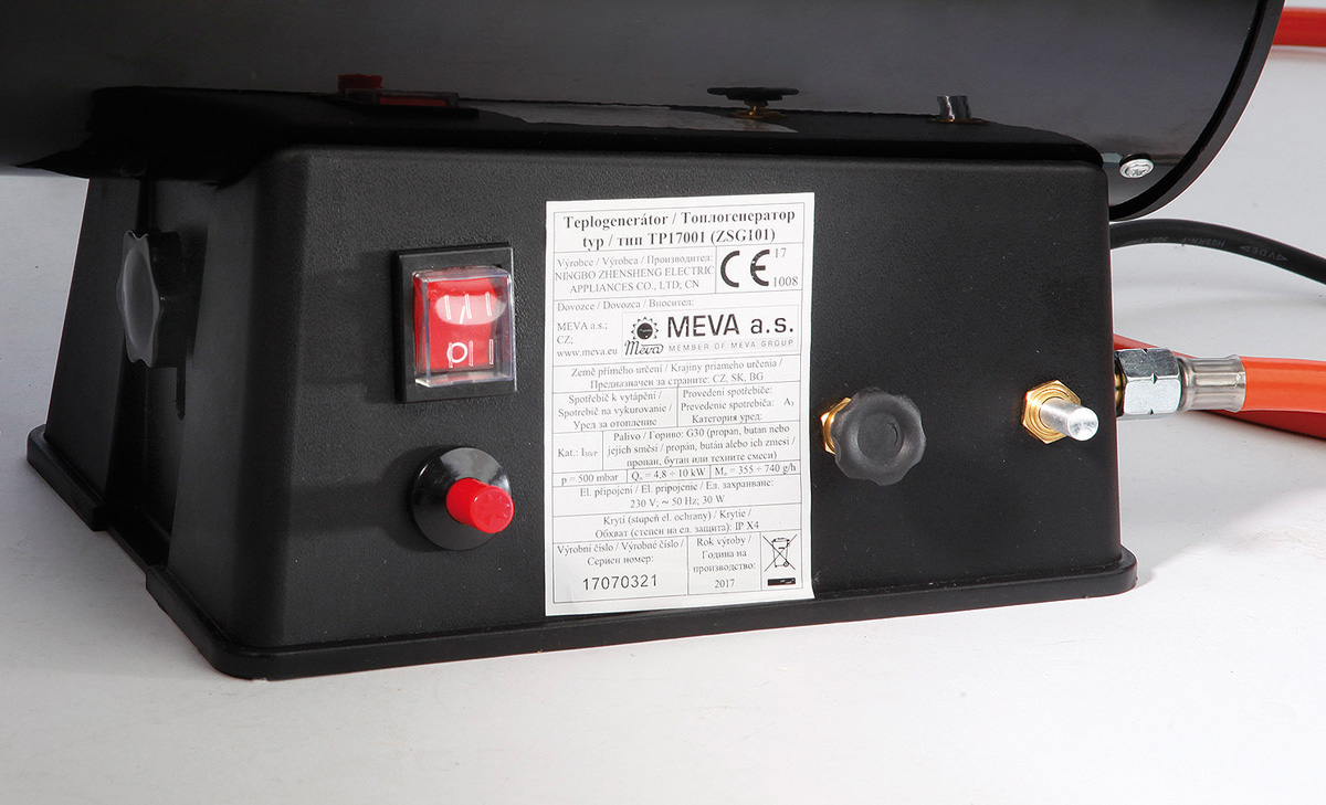 Teplogenerátor 5-10kW černý, plynový s regulací MEVA TP17001