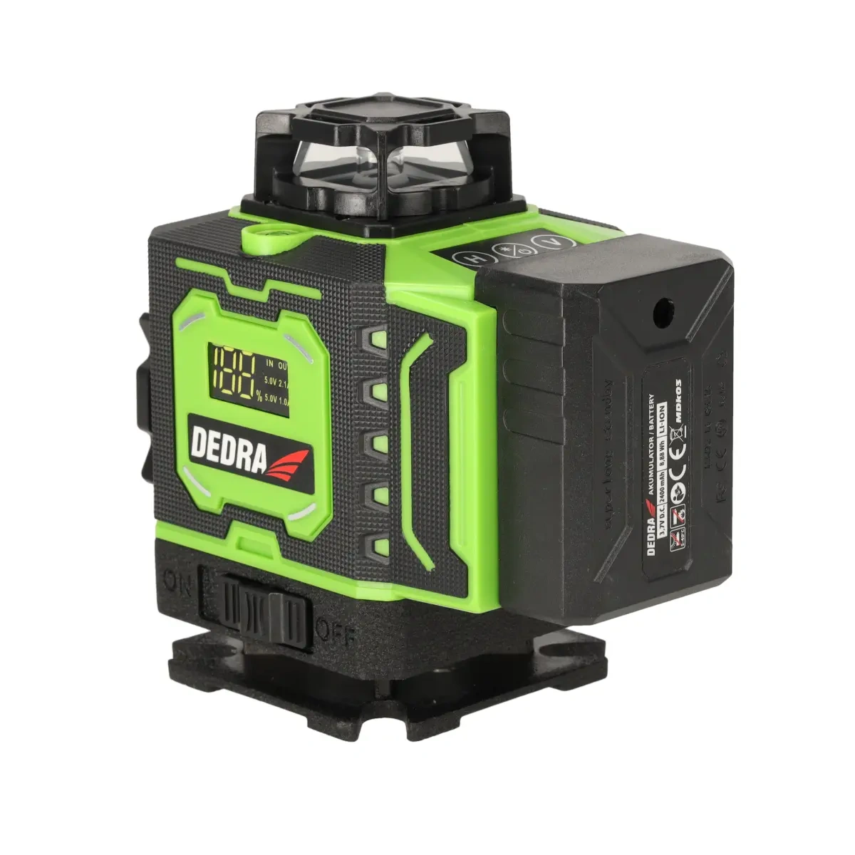 Zelený 4D křížový laser Dedra MC0909 se stativem a příslušenstvím