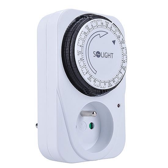 Solight DT02 Časový spínač mechanický, týdenní, interval 2h, vypínač, 230V max. 3500W