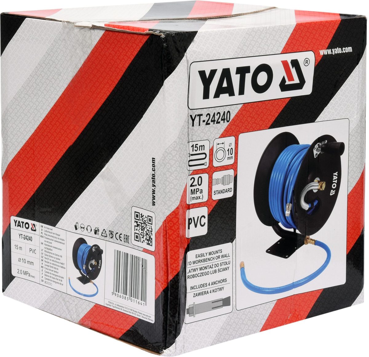 Yato Naviják se vzduchovou hadicí PVC 10mm, 15m, YT-24240