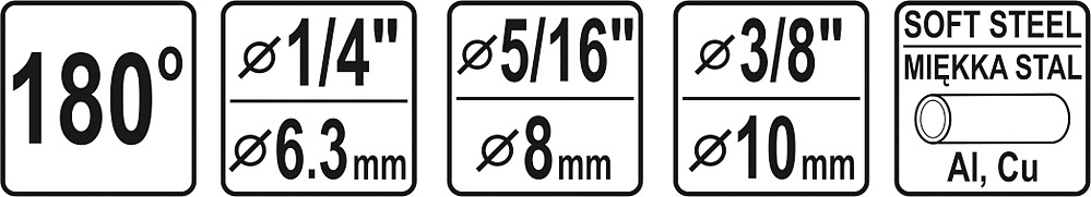 Yato Mini ohýbačka trubek 6,3-10 mm, YT-21840, 6-8-10 mm