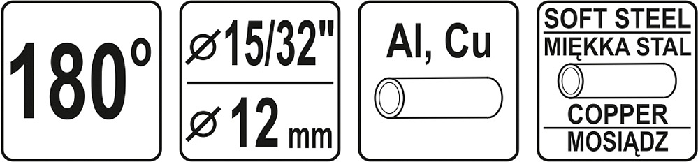 Yato Ohýbačka na trubky Al, Cu, 180°, pr. 15/32" - 12mm, YT-21842