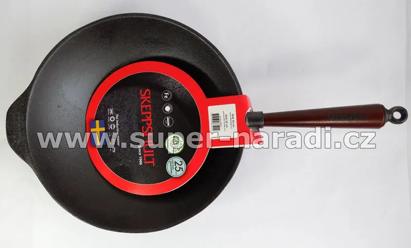 Litinová pánev WOK 30cm, švédská litina SKEPPSHULT 0865T