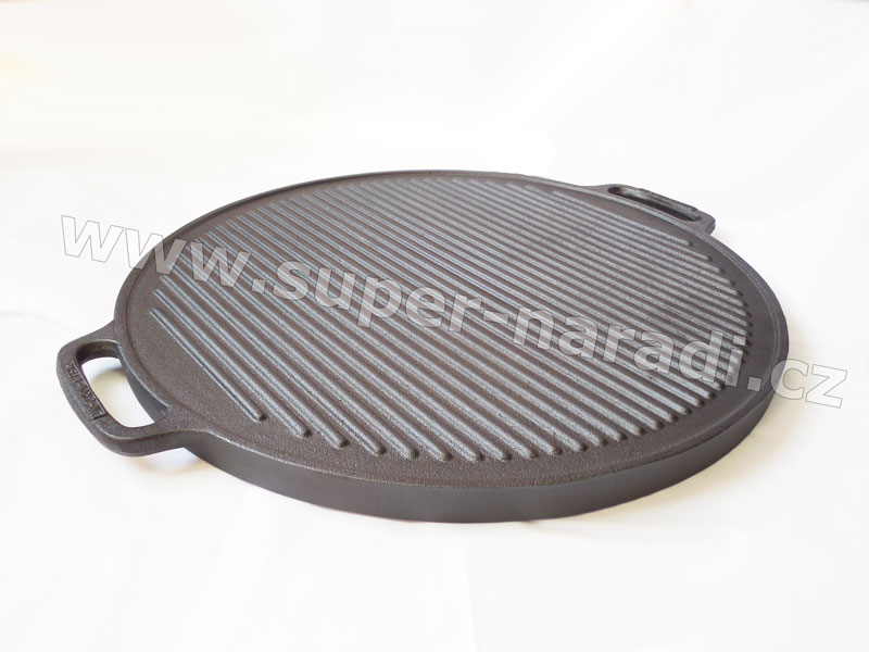 Grilovací plát kruhový 55 cm, litinový s madly, oboustranný PWI 5503