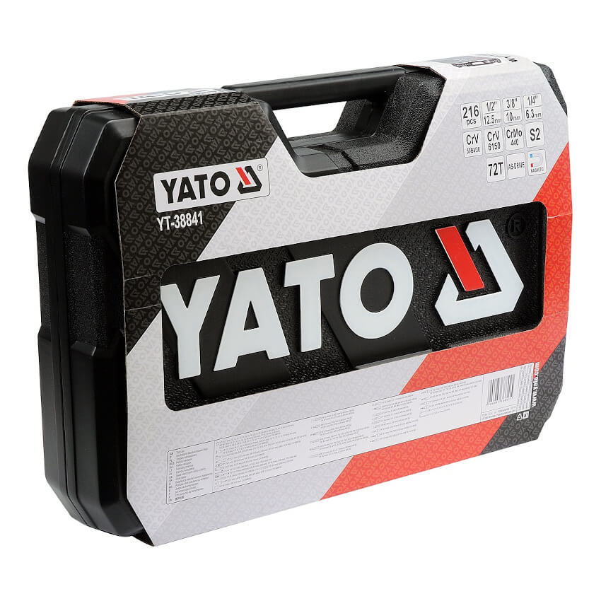Gola sada 1/2", 3/8", 1/4" + příslušenství 216 ks Yato 38841