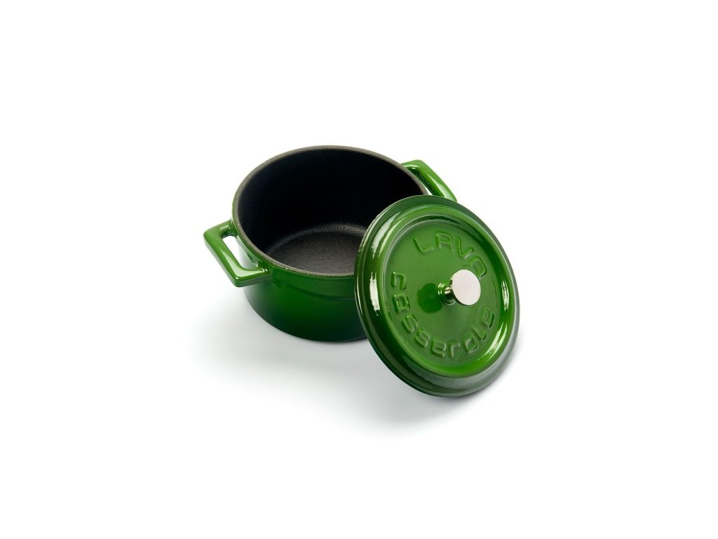 Litinový zelený hrnec 10 cm smalt, kulatý Lava Metal LVYTC10K2G