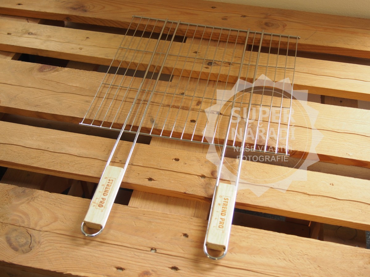 Grilovací rošt 40x38 cm dřevěná madla BBQ 4411C Strend Pro 2210979 chromovaný