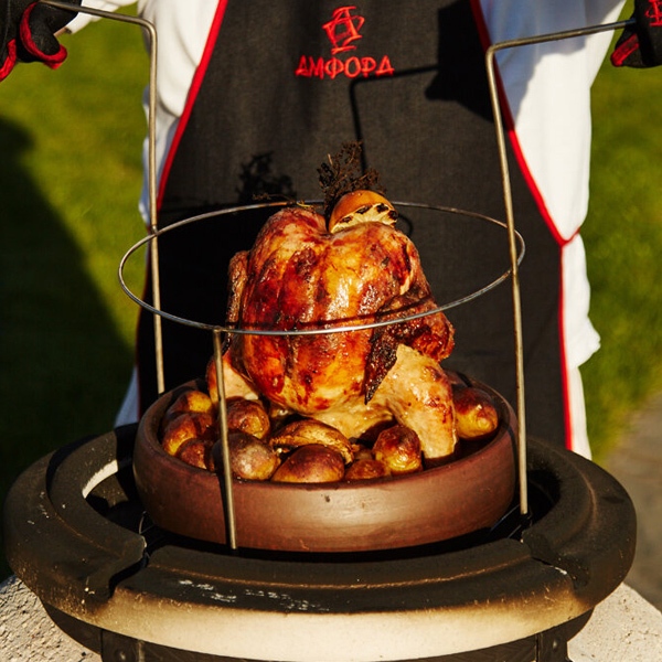 1-patrový grilovací rošt 29 cm, nerez Amfora Tandoors 000695 do keramické pece