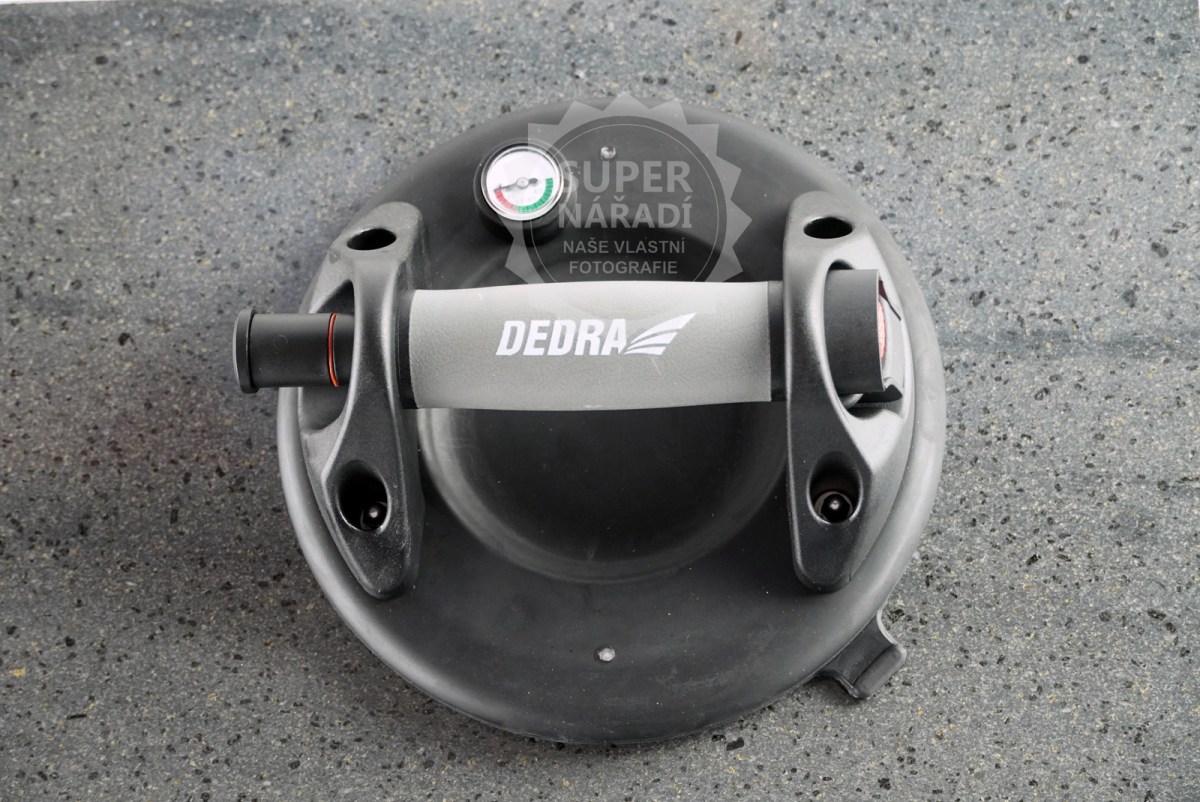 Dedra MAXI přísavka 200 mm ABS nosič na sklo do 120 kg, DED06P30, vakuová pumpa + manometr