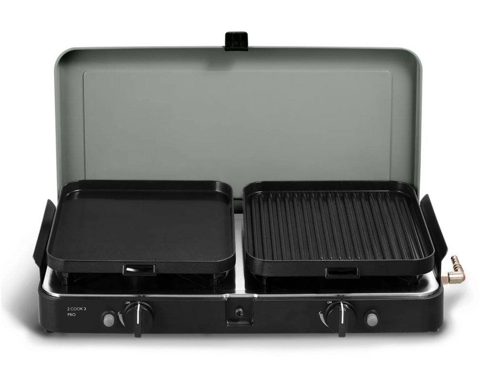 Cadac 2-Cook 3 PRO Deluxe plynový vařič s grilem, víko, piezzo 203P1-20-EU