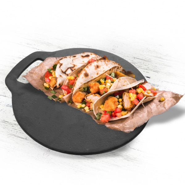 Grilovací plát litina 27,5 cm kruhový, hladký Orion 870190 s madlem