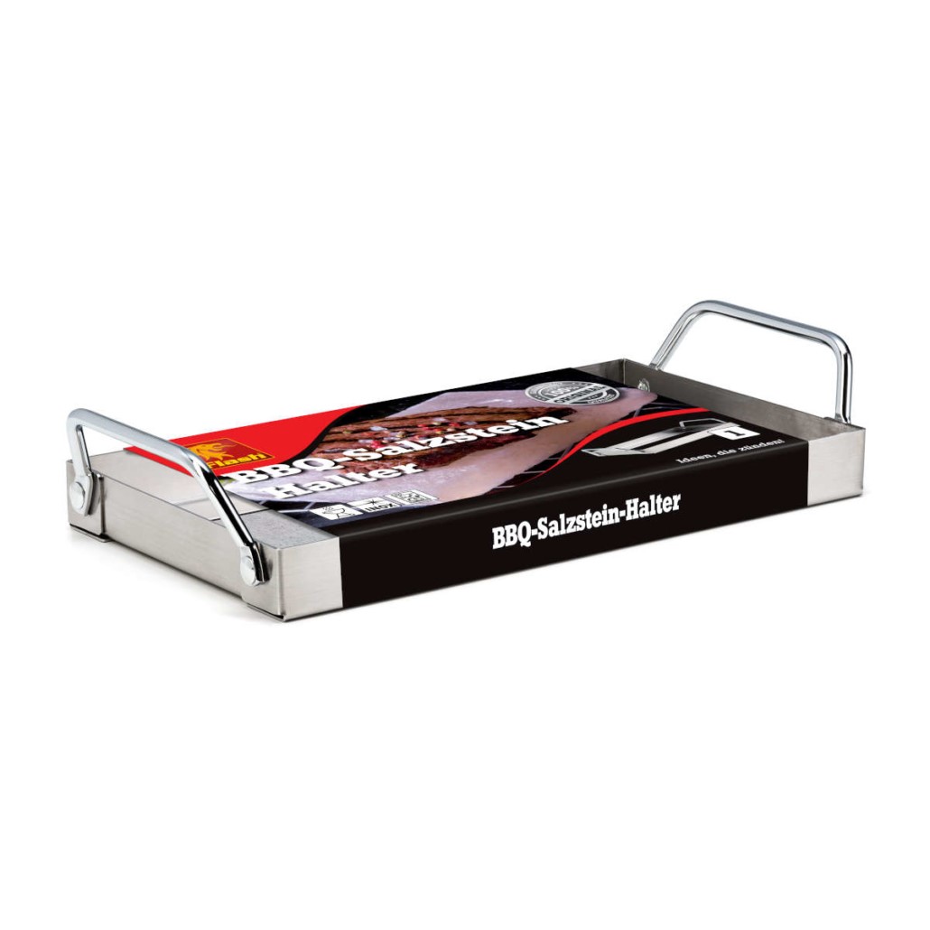 Grilovací držák solného kamene Flash 57726, 11x21cm nerez s madly