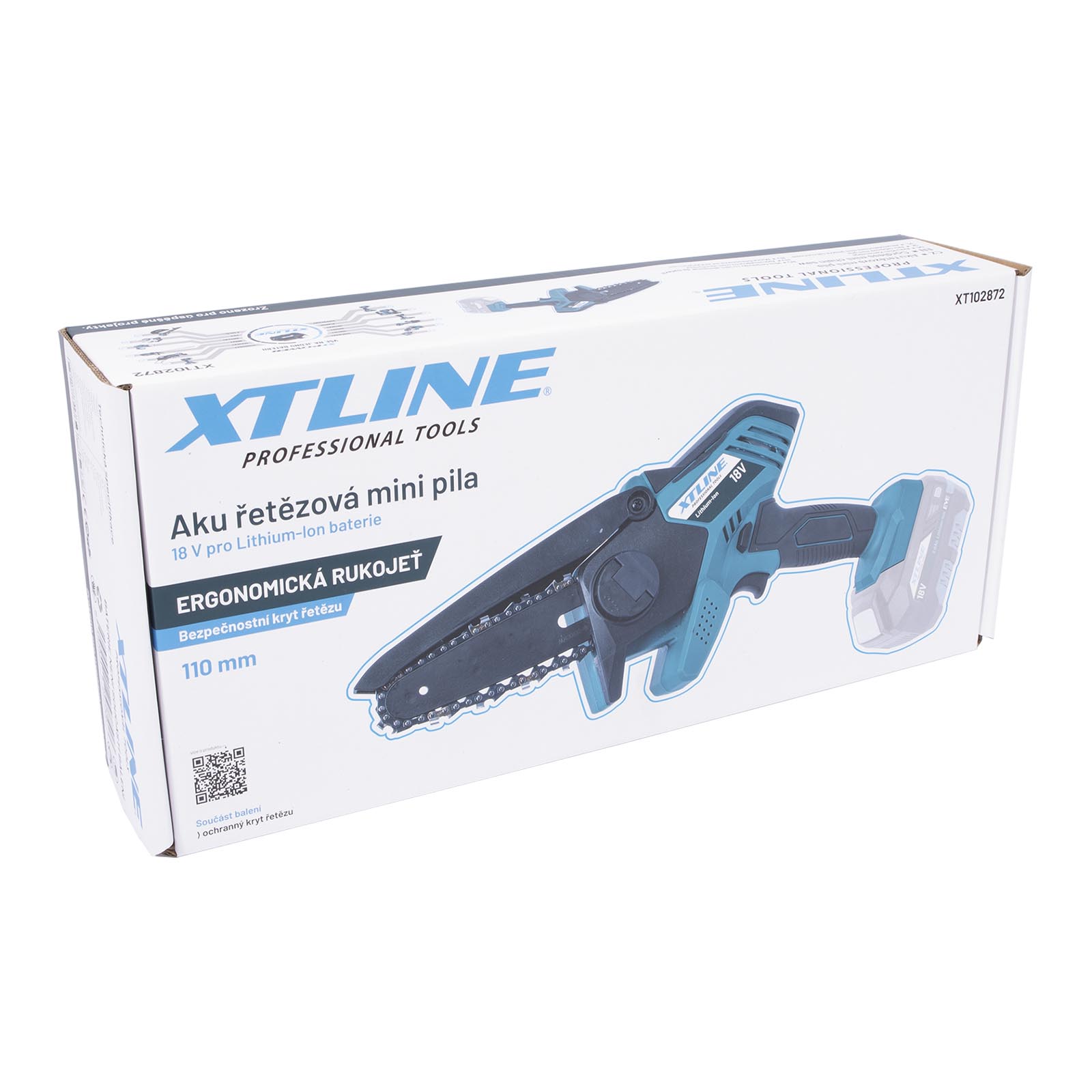 XTLINE Aku řetězová mini pila 18 V XT102872-1B2 + baterie 2.0 Ah + nabíječka 2.4 A