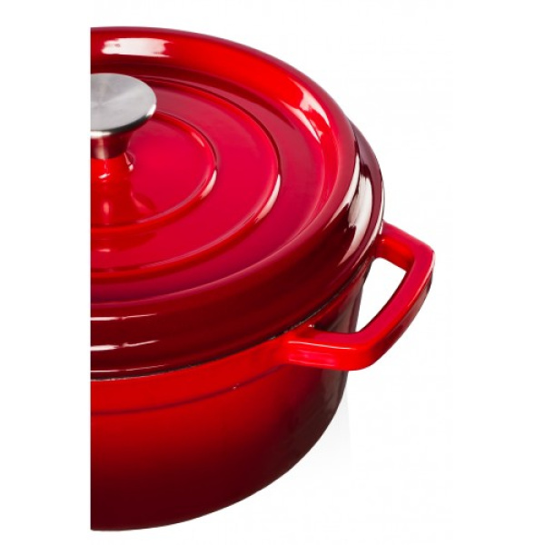 Hrnec s víkem litina, smalt 4,7l, 26cm červený Grand feu FEURED