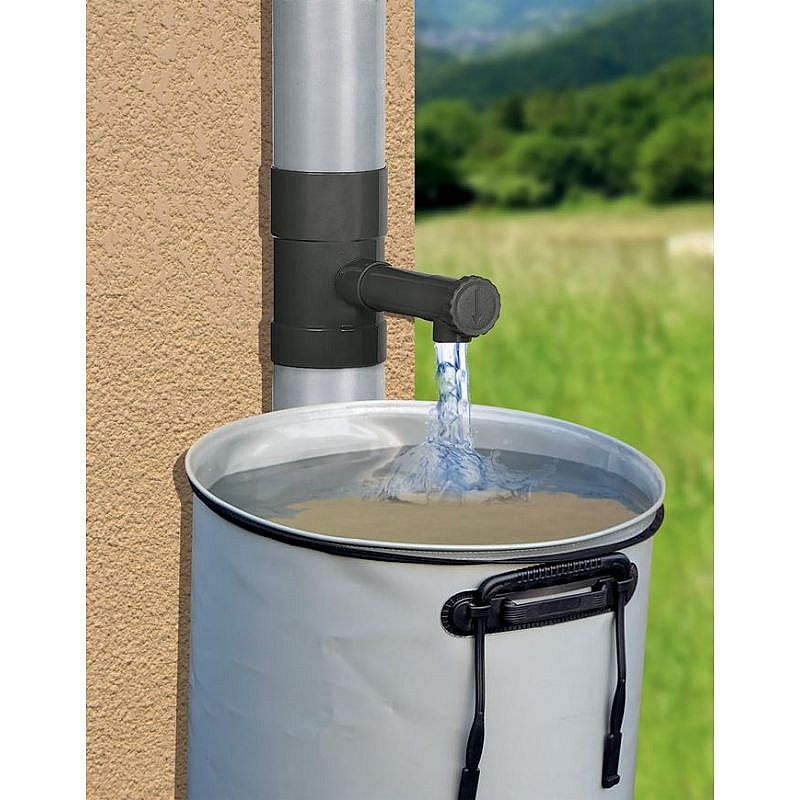 Sběrač dešťové vody s ventilem, 90mm, grafit IBCLZ1-090-DGY