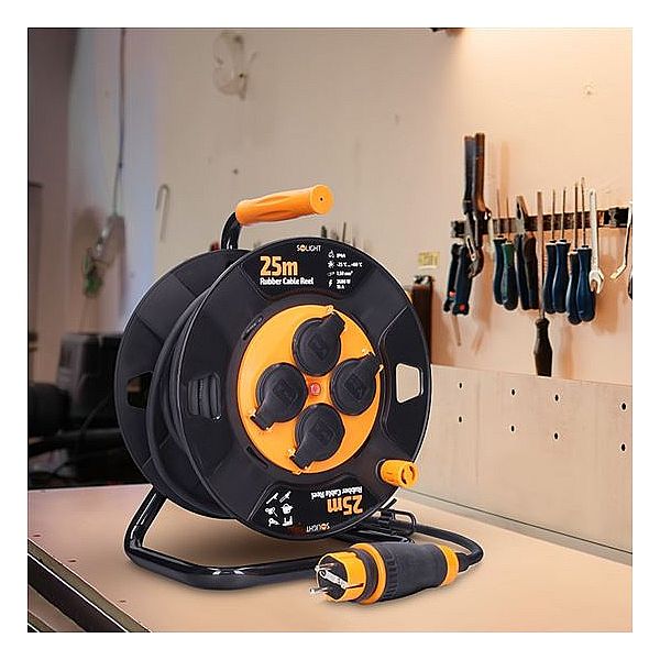 Solight Buben prodlužovací venkovní IP44 3x 1,5mm2 4Z, 25m kabel SPB33 TSM Orange