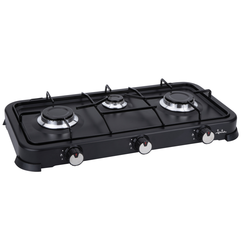 Plynový vařič, 3 hořáky na propan-butan 5,4 kW, nízkotlaký Jata JECG2703, stolní, černý