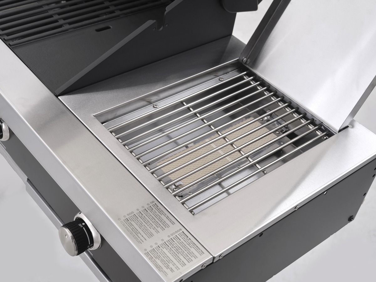 GrandHall vestavný plynový gril PREMIUM G3 Plus, K03000281A s bočním + zadním infra hořákem, černý