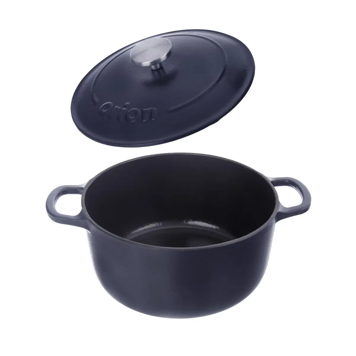 Orion Hrnec s poklicí litina smalt 22 cm, 3,3 l, 113347 modro-šedý, nerezový úchyt
