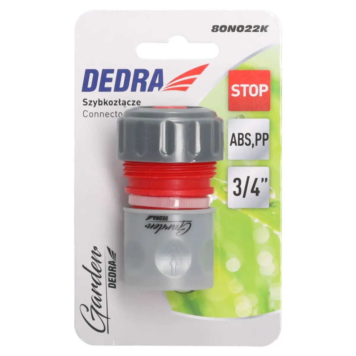 Dedra Rychlospojka STOP 1/2" 80N012K na zahradní hadici, ABS a PP plast - blistr