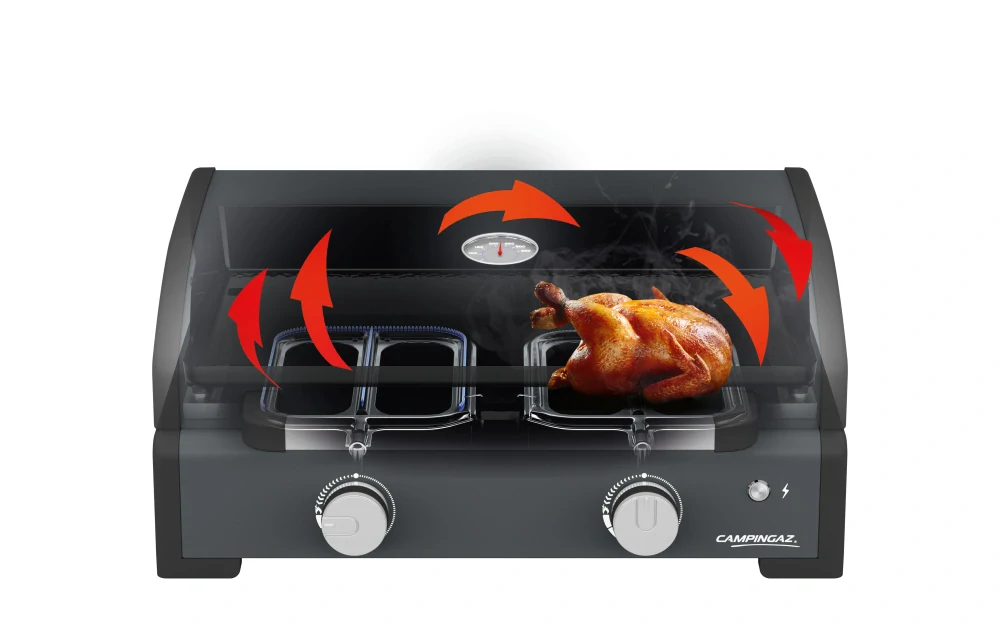 Campingaz Plancha Onyx 2 Cook, 2218080 plynový gril, smaltovaná plotna 58x36cm, 6kW, víko