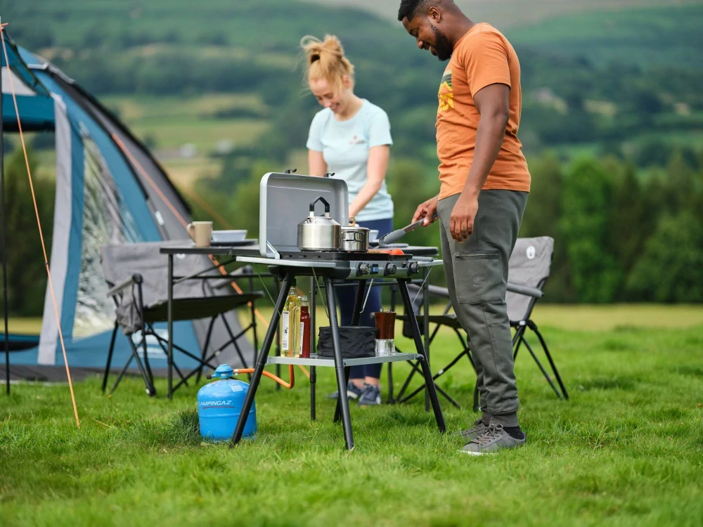Campingaz CK2 Multi-Cook Plus plynový vařič + gril, 2213260, 3 hořáky 4,5 kW, stojan