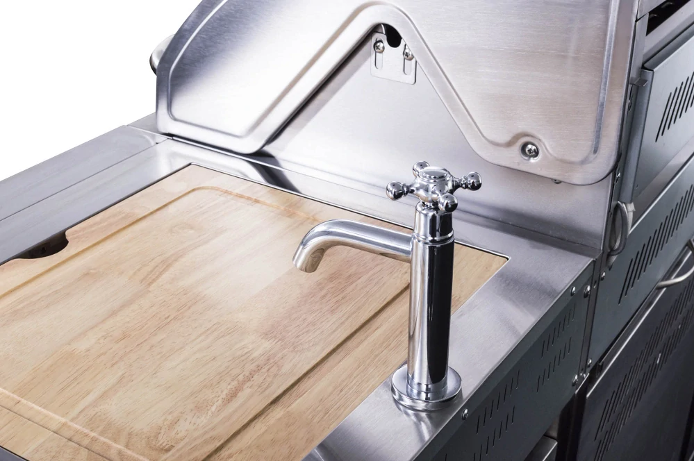 G21 Plynový gril Arizona, BBQ zahradní kuchyně Premium Line 6390330, 6 hořáků, jehla, dřez, skříňky