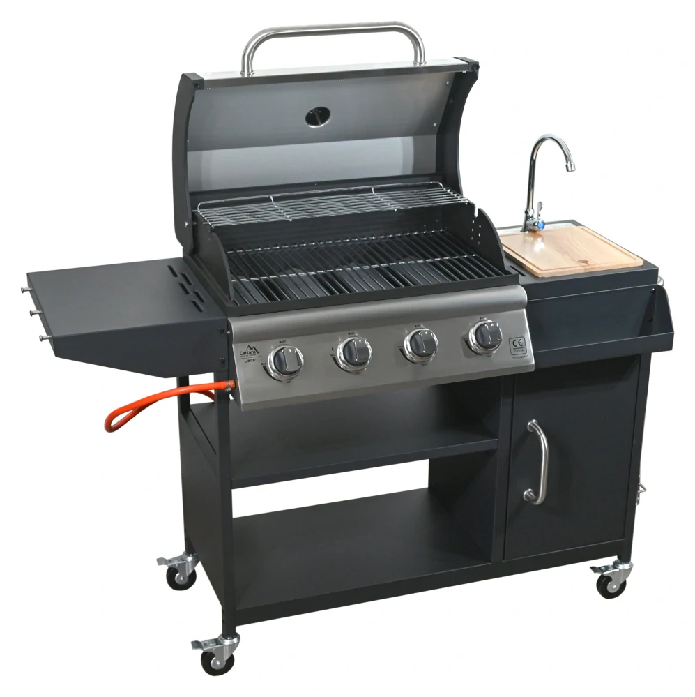 Cattara Gril plynový IBIZA 14103, 12,8 kW, 4 hořáky, s umyvadlem, skříňkou, plocha 63x40cm