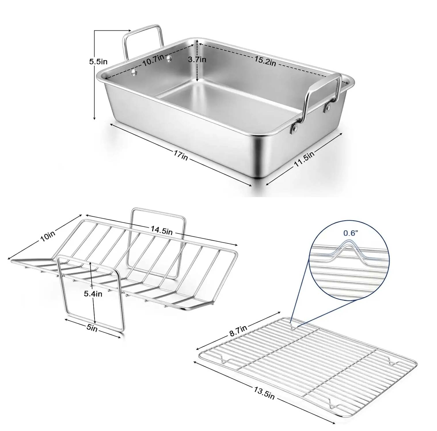 UG Grill Nerezový plech na pečení s mřížkou a roštem 44x29x10cm, DP-402