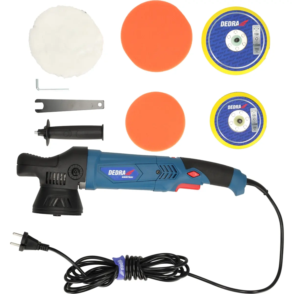 Dedra excentricko-rotační leštička 900W DED7991 + 2 kotouče 125, 150mm