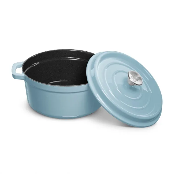 Hrnec s víkem litina, smalt 3,5l, 24 cm světle modrý Grand feu FEUMBLUE