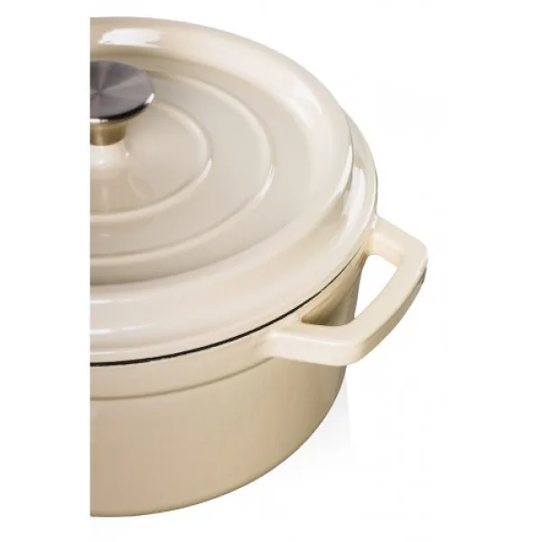 Hrnec s víkem litina, smalt 3,5l, 24 cm bílý-béžový Grand feu FEUMWHITE
