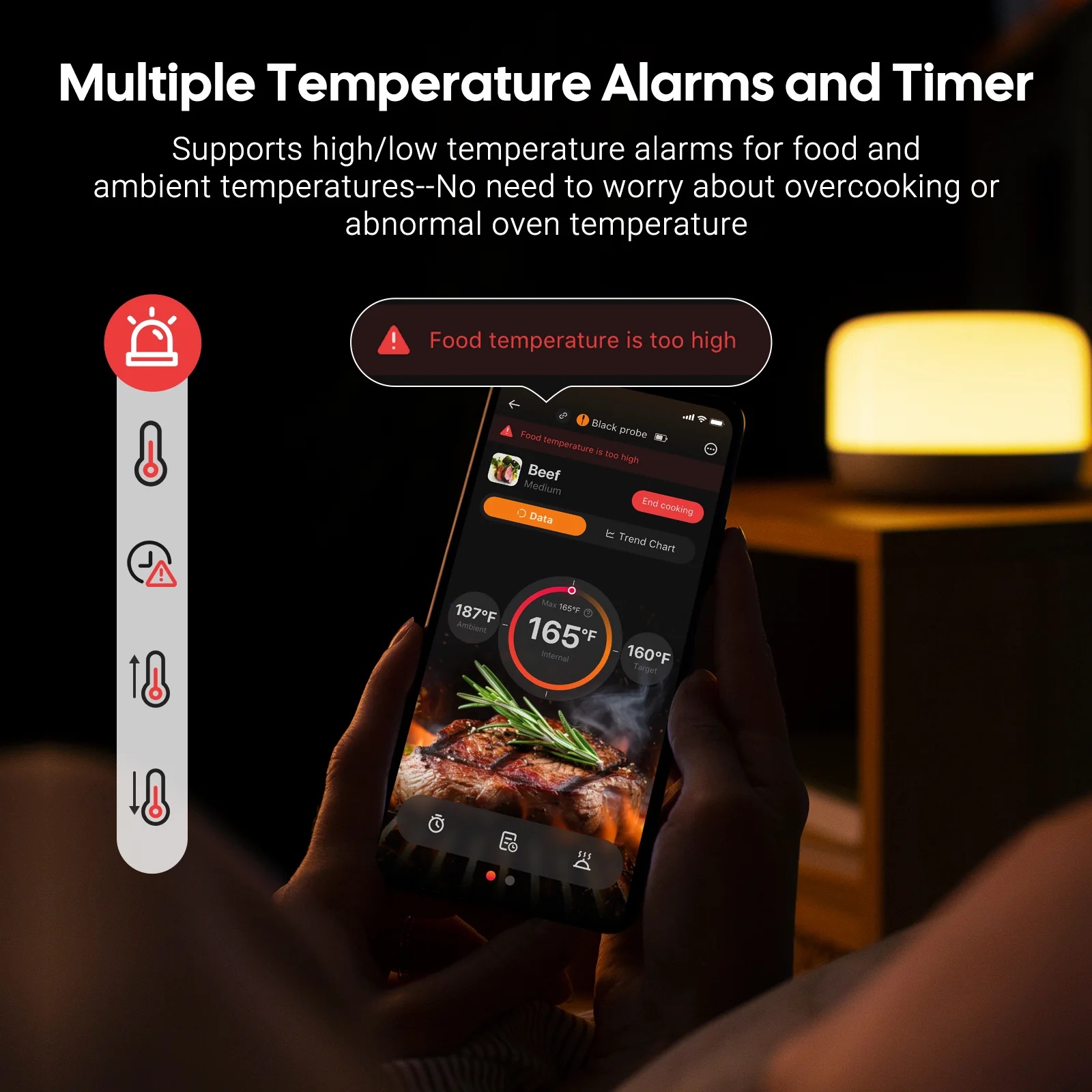 Inkbird bezdrátový teploměr na maso 2 sondy Wifi-Bluetooth 300m INT-12E-BW Multisensor
