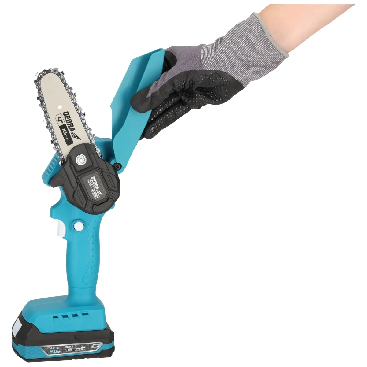 DEDRA SAS+ALL Sada - Aku mini řetězová pila 100 mm 2 Ah baterie, nabíječka DED7030A11, kufr