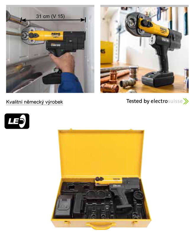 Lisovací kleště REMS Mini-Press 22V ACC + 3 čelisti zdarma, Aku Li-Ion 578X05, 578010
