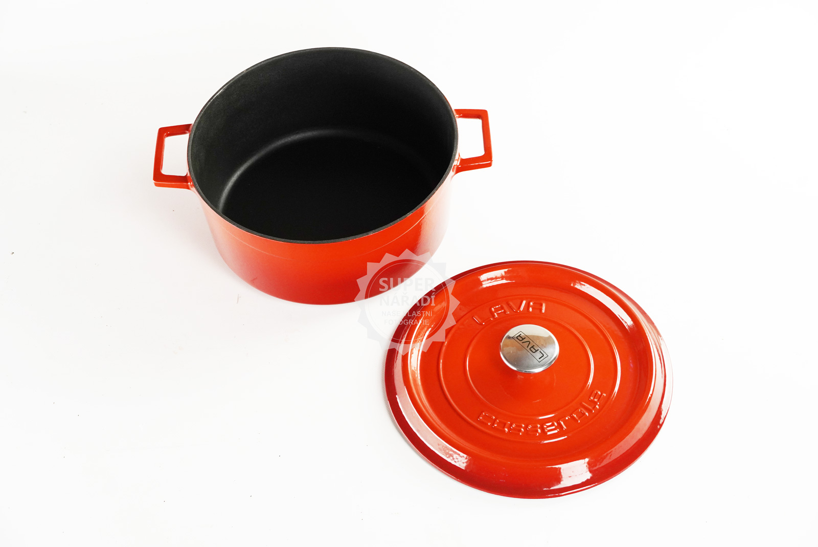 Litinový hrnec kulatý 28 cm, smaltovaný, červený LAVA Metal LVYTC28K2R