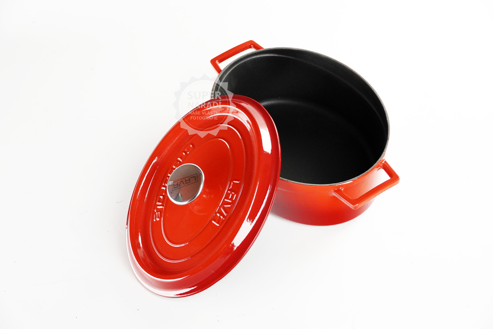 Litinový hrnec oválný 29 cm, smaltovaný, červený LAVA Metal LVOTC29K2R