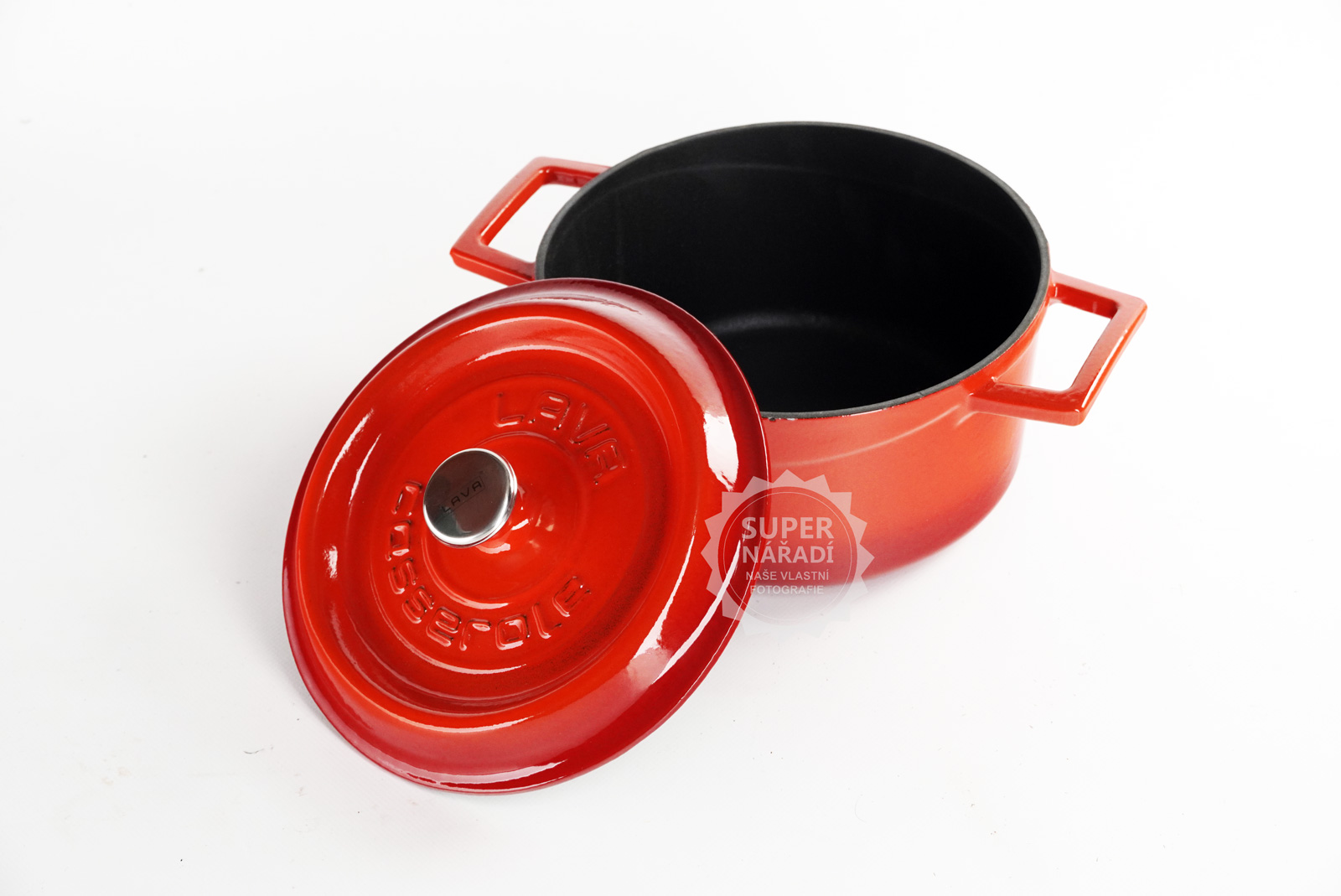 Litinový hrnec kulatý 20 cm, smaltovaný, červený LAVA Metal LVYTC20K2R