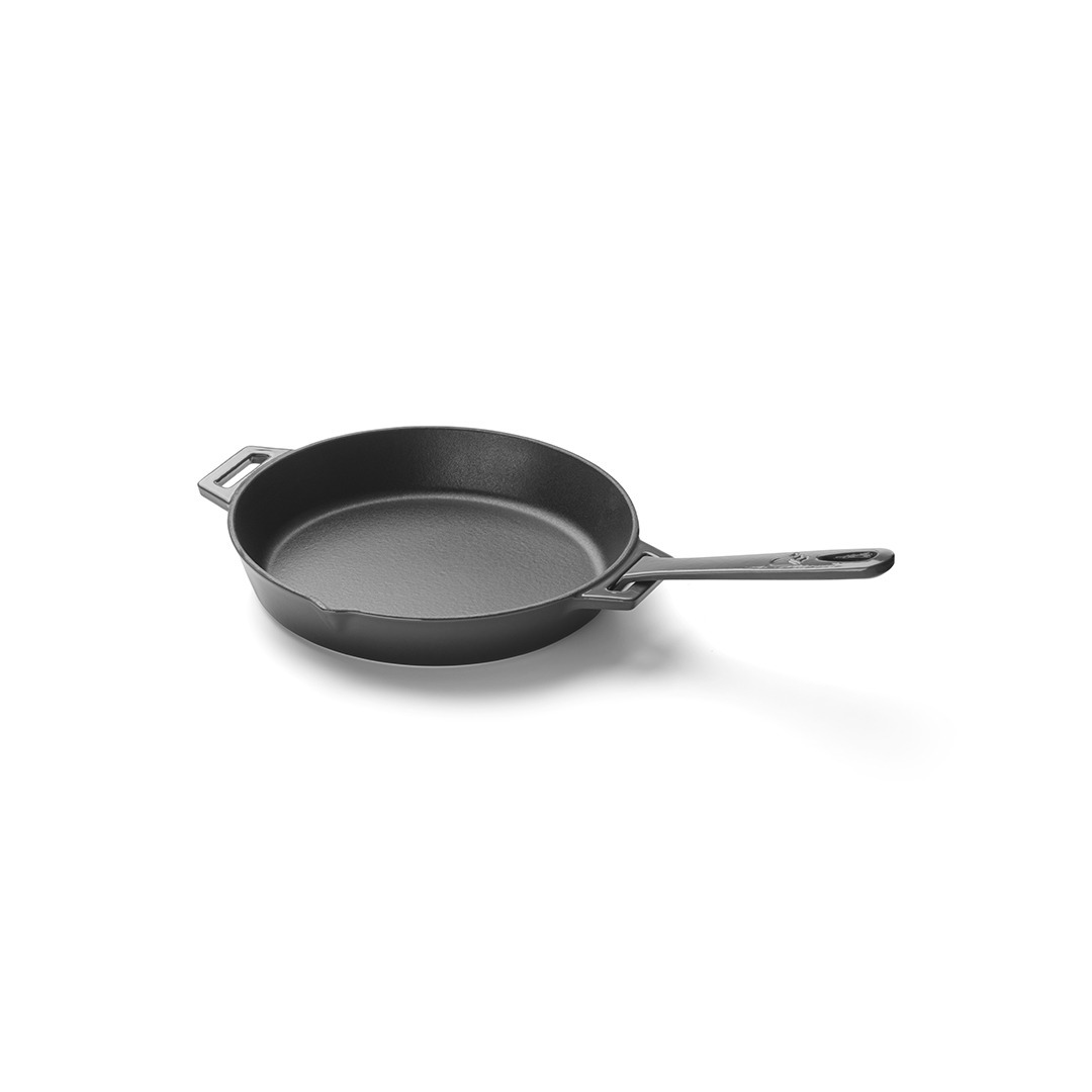 Grandpro litinová grilovací pánev 20 cm A03001001T, šedý smalt, odnímatelná rukojeť, rovné dno