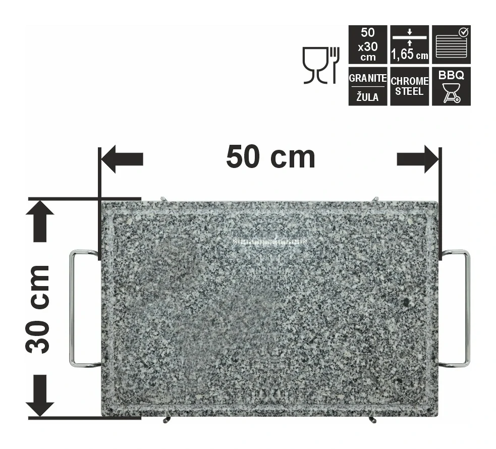 Cattara grilovací kámen Granit XL s drážkou a držákem 50x30x1,65cm, 14071