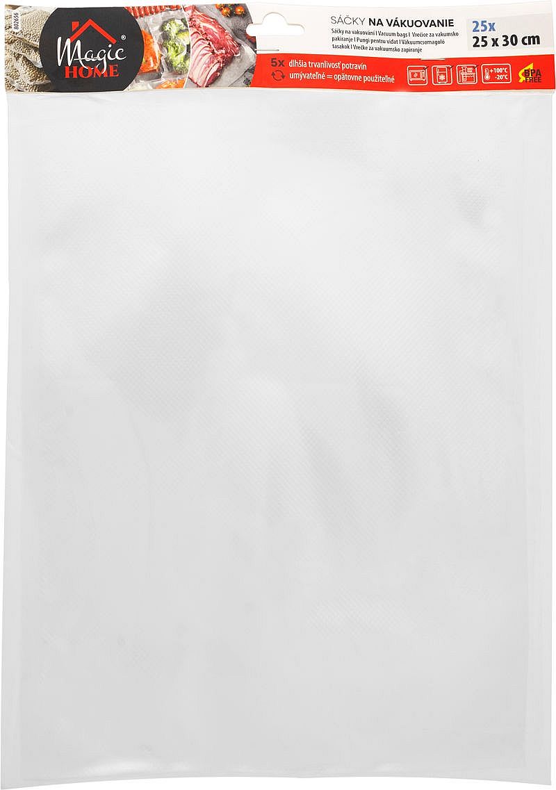 MagicHome sáčky na vakuování 25x30cm, bal. 25 ks vroubkované pro vakuovačky, 802656