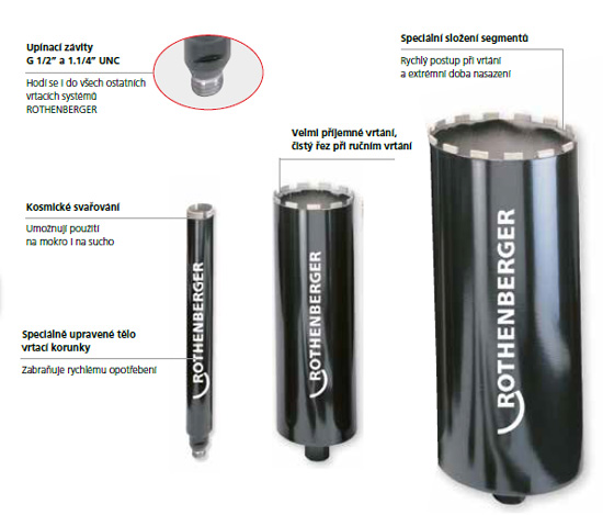 Diamantová vrtací korunka 62 mm DX HIGH SPEED PLUS 1.1/4", Rothenberger