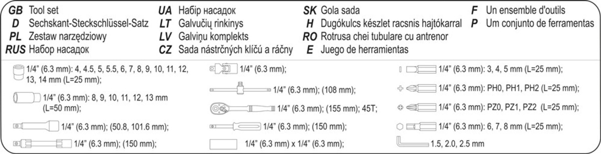 Gola sada STHOR 1/4" 42 ks, Compass TO-58641