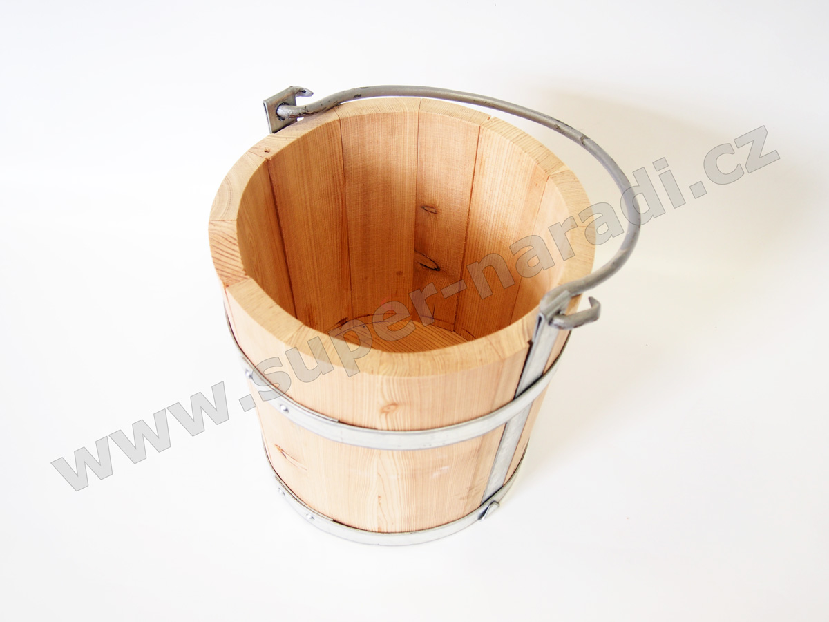 Dřevěný květináč - vědro 30x30, 12l s uchem a kováním, džber BDO modřínový