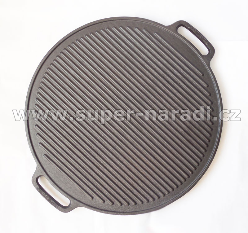 Grilovací plát kruhový 55 cm, litinový s madly, oboustranný PWI 5503